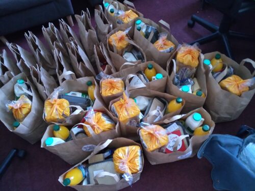 Photo showing food parcels donated to Route One clients